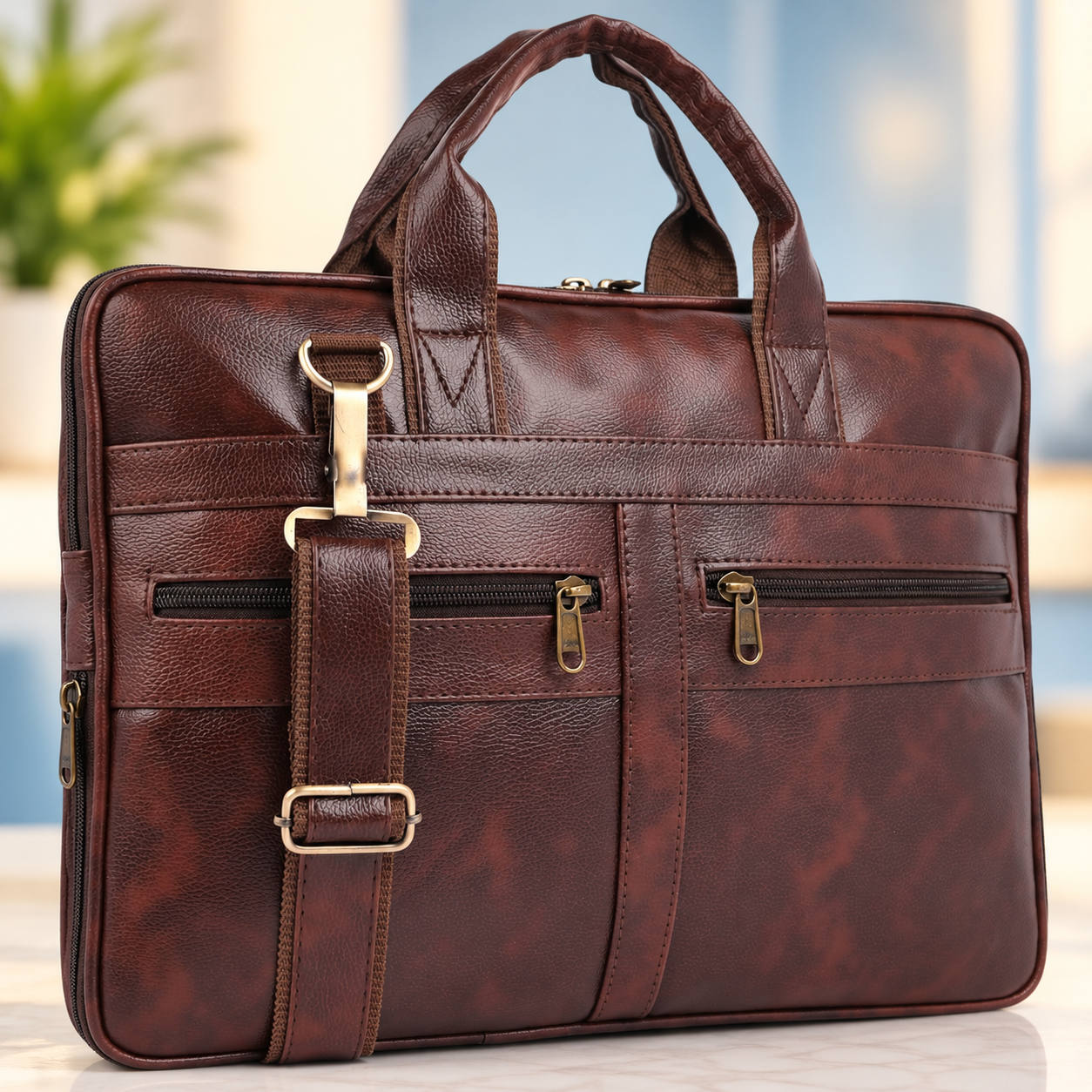 Dual-Gusset Executive Folder Bag - Deep Brown