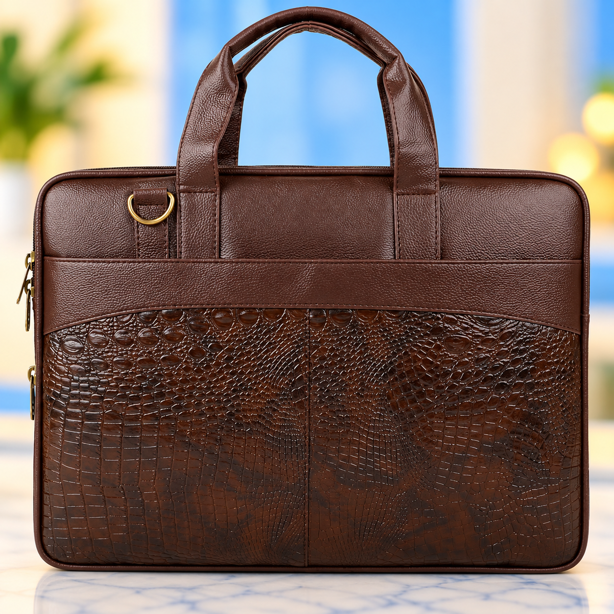 Luxury Croco Laptop Briefcase